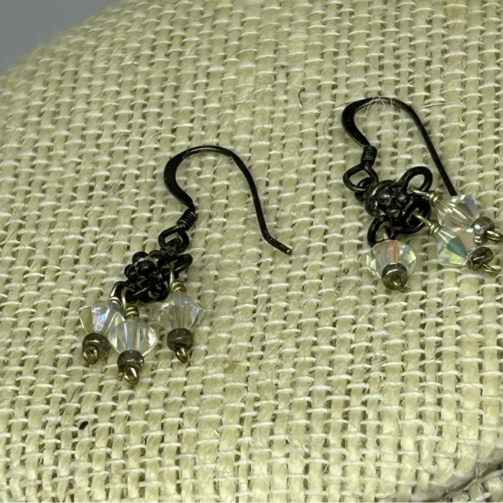 Vintage Clear Gemstones Necklace with Dainty‎ Earrings Victorian Classic